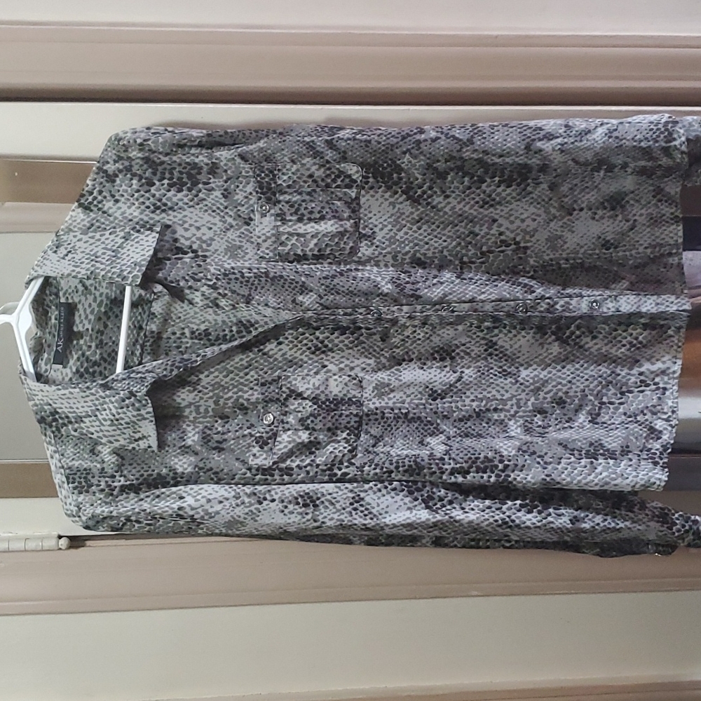 Anne Klein blouse, snake print, Large